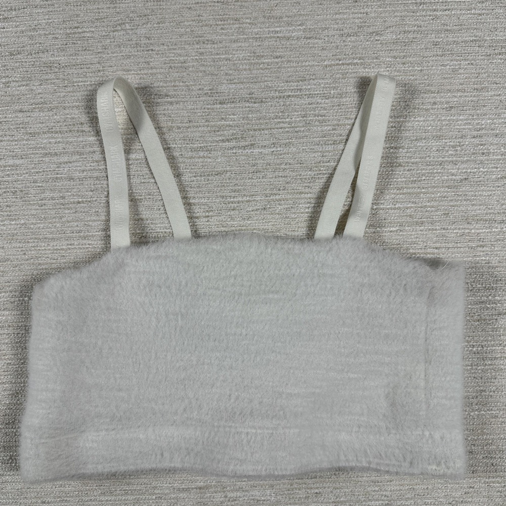 Gymshark Whitney Simmons Fuzzy Crop Tank Soft Girl Lounge Ivory S